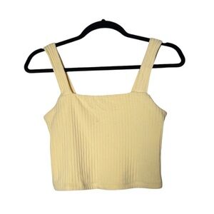 American Eagle Cropped Tank Top Butter Yellow Size Medium Ribbed Cute